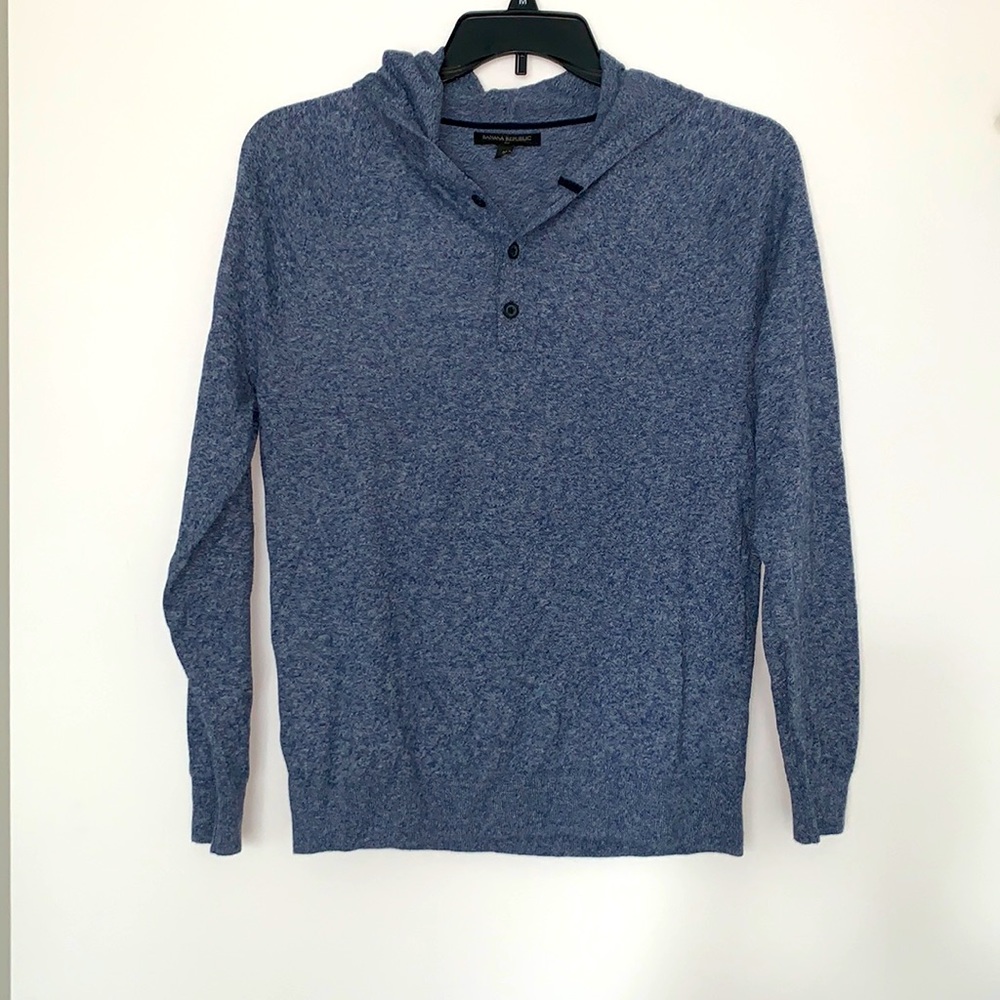 Banana Republic Light Blue Hooded Button Up Long Sleeve